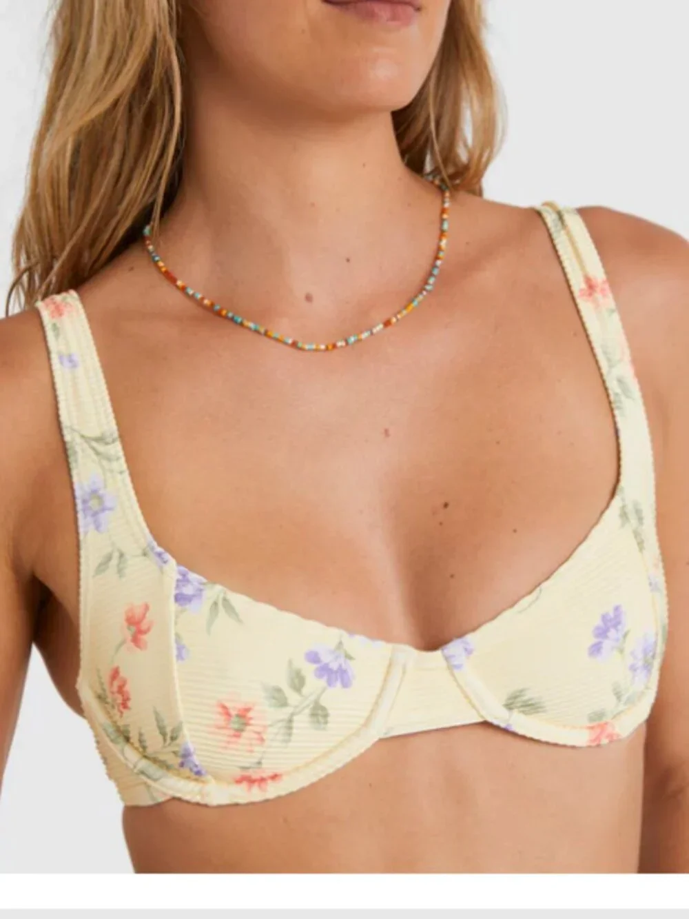 NEW - Billabong - Kismet Georgia Ribbed Underwire Bikini Swim Bra - YELLOW - Picture 1 of 8